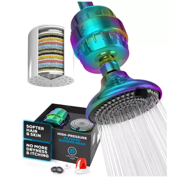 Open Box SPARKPOD LUXURY FILTERED SHOWER HEAD SET 23 STAGE SHOWER - RADIANT RAINBOW