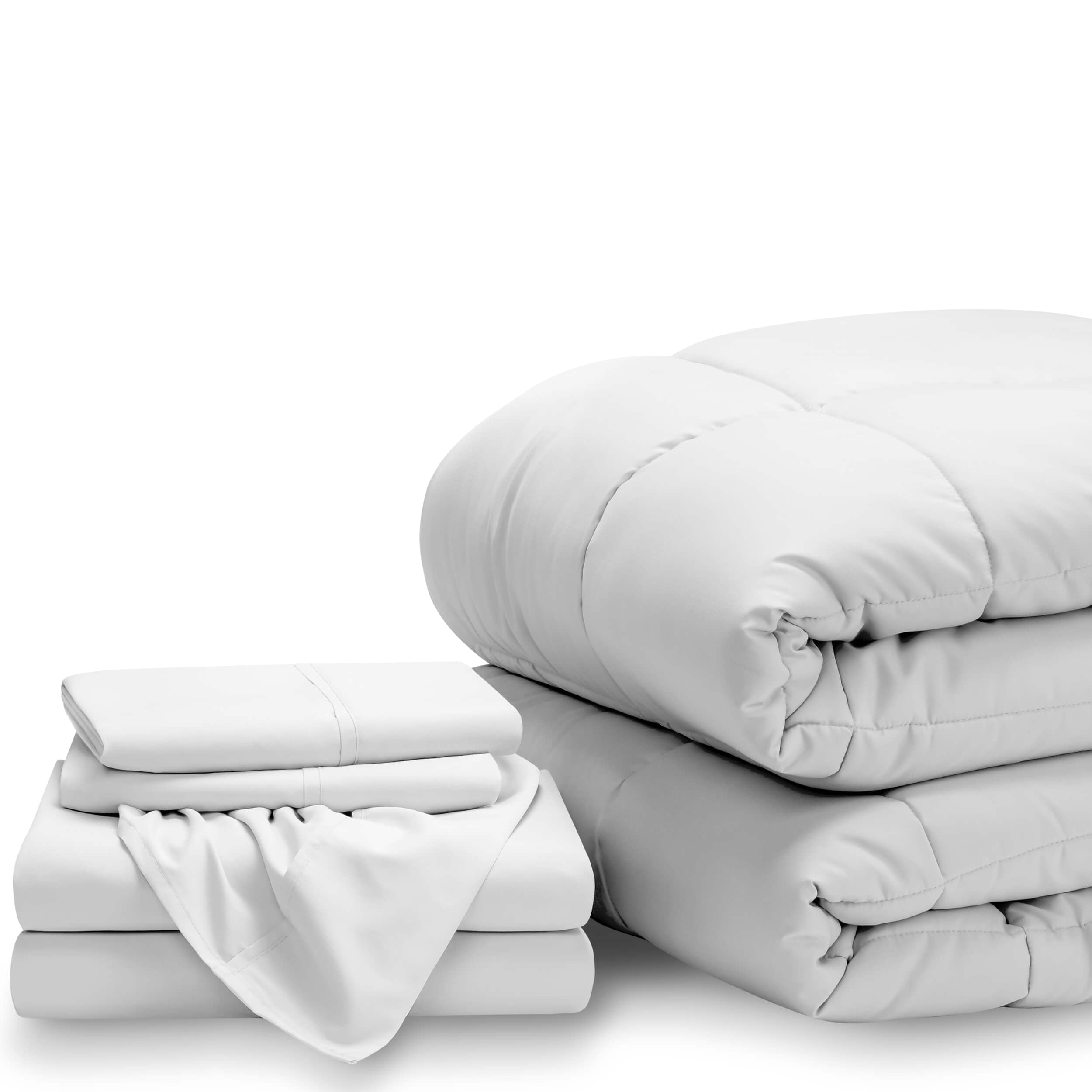 Bare Home 4-Piece Bed-In-A-Bag - Twin XL (Comforter: White, Sheet Set