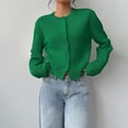 thumbnail image 5 of Women's button-down long-sleeved round neck cropped cardigan sweater cute knitted clothing, 5 of 8
