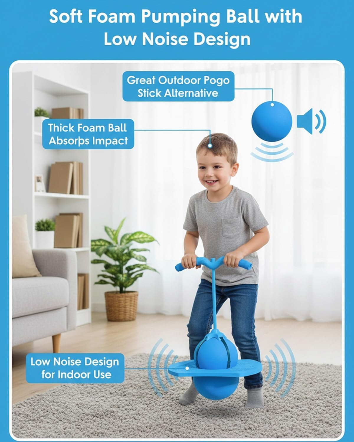 Balance Jumping Ball,Pogo Jumper with Handle and Pump, Safe and reliable bouncing tools,Anti-Slip and Wear-Resistant,Suitable for beginners