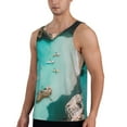 thumbnail image 2 of Fotbe Turquoise Beach Kayaking Pattern Men's Quick Dry Workout Tank Top Gym Muscle Tee Fitness Bodybuilding Sleeveless T Shirt Breathable Workout Shirt-Medium, 2 of 9