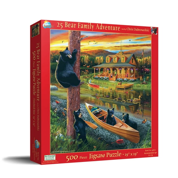 SUNSOUT INC - 25 Bear Family Adventure - 500 pc Jigsaw Puzzle by Artist: Chris Dobrowolski - Finished Size 19" x 19" - MPN# 46011