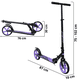 thumbnail image 3 of Scooter para Niños Altura Ajustable Ruedas de Goma Freno Trasero Plegable con Correa Apto a partir de 115 cm Soporta hasta 50 kg - Morado, 3 of 5