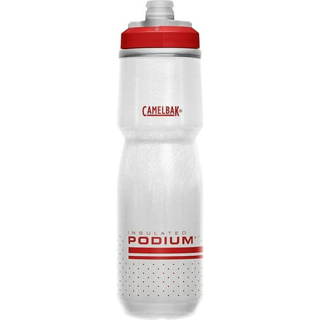 CamelBak Podium Chill Insulated Bike Water Bottle - Easy Squeeze Bottle - Fits Most Bike Cages - 24oz, Fiery Red/White