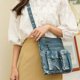 thumbnail image 3 of Bolso para mujer monedero suave lavado PU cuero correa ajustable múltiples bolsillos simple Azul Yuyangstore Bolso de mujer, 3 of 8