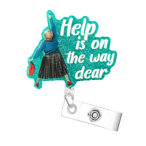 CCOCC Funny Badge Reel Retractable for ID Name Tag,Help is on The Way Cute Badge Holder Retractable Clip for Nurse,Doctor,Nursing Student,Teacher,Work Office Alligator Clip