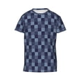 thumbnail image 4 of Wukai Blue Gingham Buffalo Check Youth Unisex Short Sleeve T-Shirt for Boys, Girls, Teens, and Kids-X-Small, 4 of 7