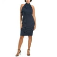 thumbnail image 2 of Rachel Zoe Women's Halter Neck Ruffle Midi Dress-Navy / 8, 2 of 5