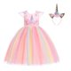 thumbnail image 4 of Vestido de unicornio, vestido de cumpleaños para niñas, vestido de Halloween para niñas, vestido de princesa para niños, vestido de malla colorido sin mangas, 4 of 6