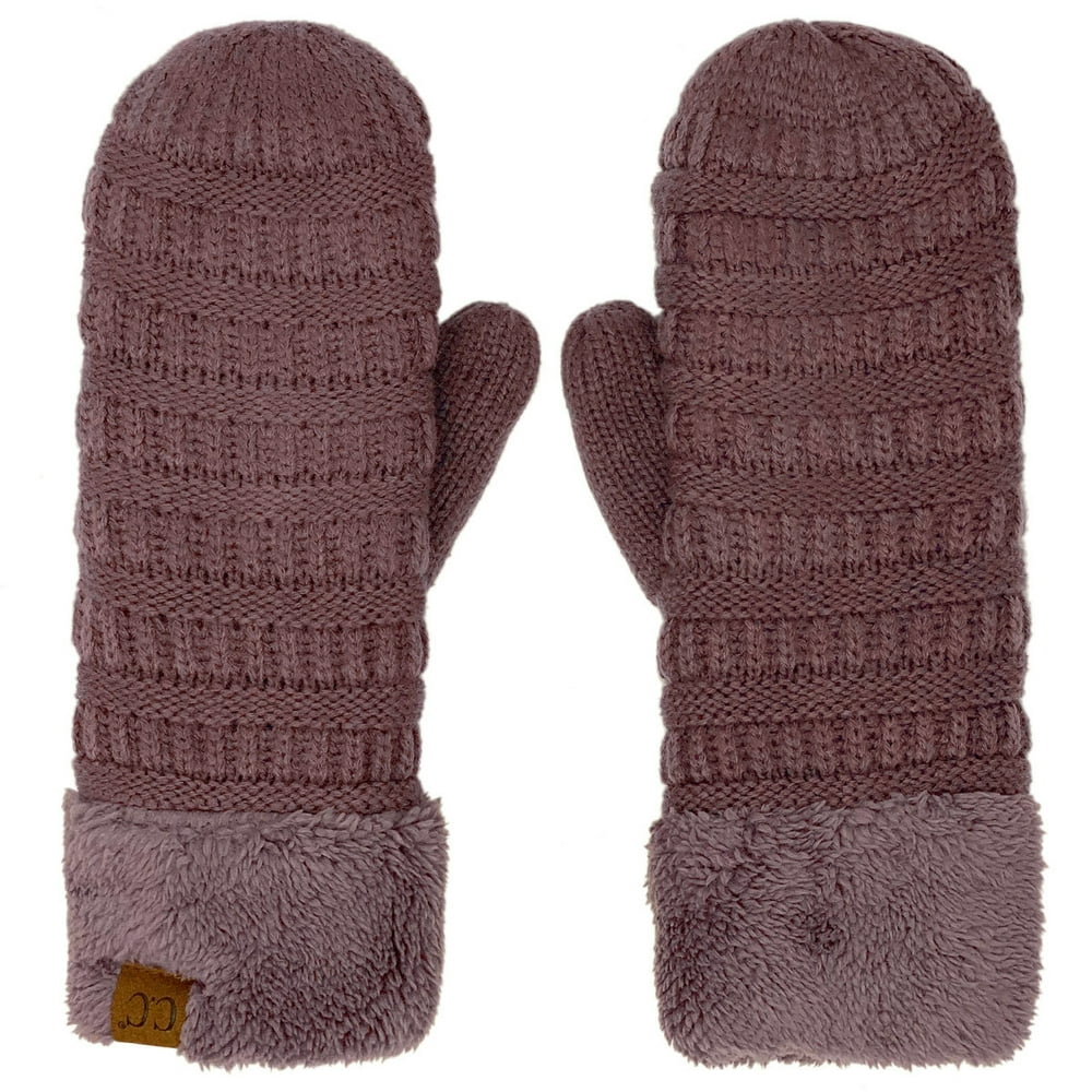 C.C CC Super Thick Fuzzy Fleeced Lined Warm Winter Knitted Mittens