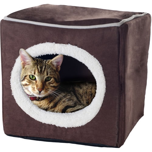 Petmaker, Cozy Cube, Cat Bed, Dark Brown, 13in