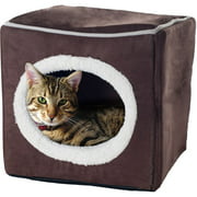 Angle View: Petmaker, Cozy Cube, Cat Bed, Dark Brown, 13-in