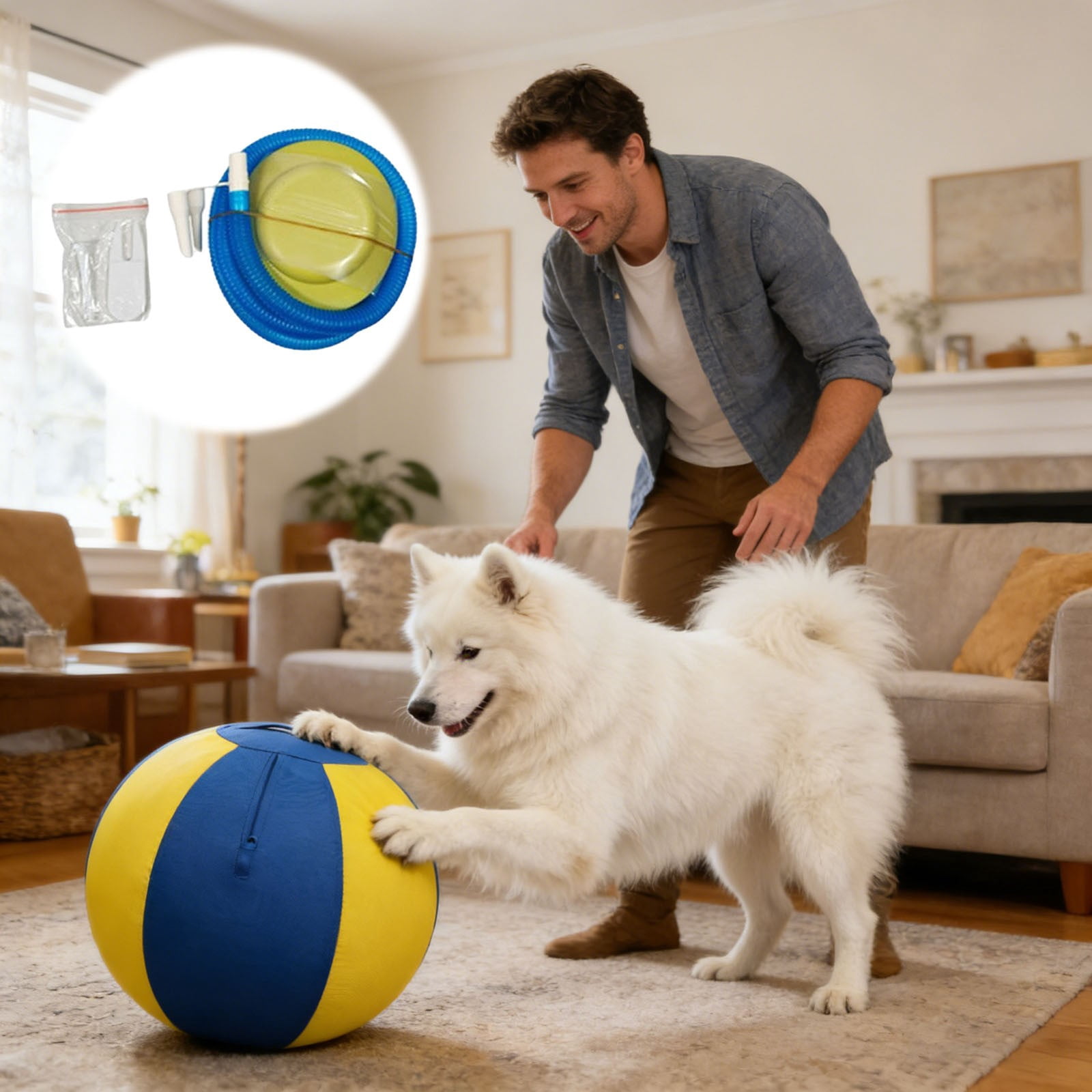 Interactive Training and Exercise Toy for Dogs with Chew Material and Light-Responsive