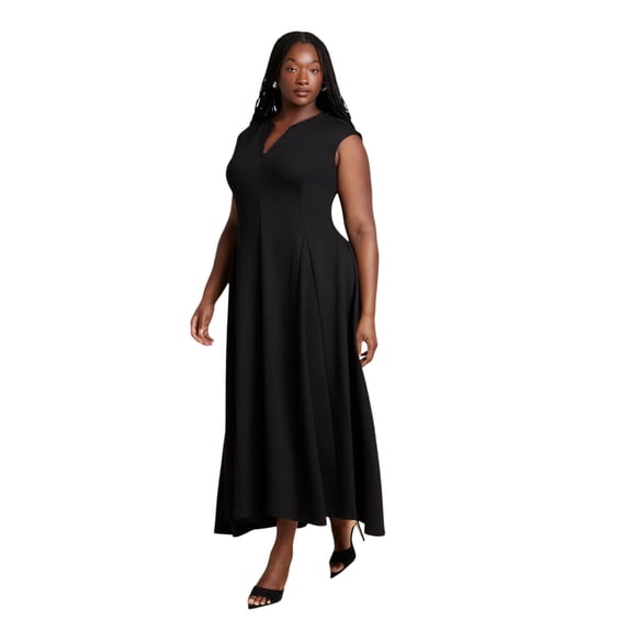 ELOQUII Women's Plus Size Notch Seam Detail Ponte Dress