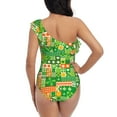 thumbnail image 6 of Yiaed St Patrick's Day6 Print Women One Piece Swimsuits Tummy Control One Shoulder Bathing Suits Pattern Ruffle Swimwear-Medium, 6 of 8