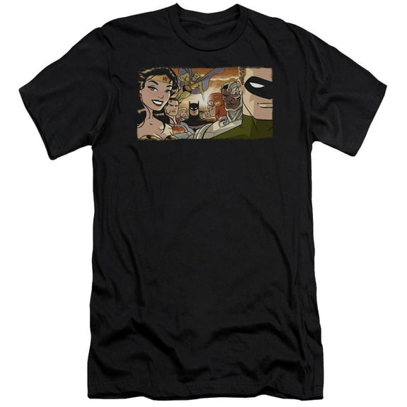 JLA Justice League Cinematic League Premium Canvas Adult Slim Fit 30/1 T-Shirt Black