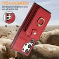 thumbnail image 4 of Compatible with Samsung Galaxy S25 Ultra Wallet Case, PU Leather Case with Card Holder, 360° Rotation Ring Kickstand, Shoulder Strap, Magnetic Snap Protective Case Designed for S25 Ultra, Red, 4 of 10