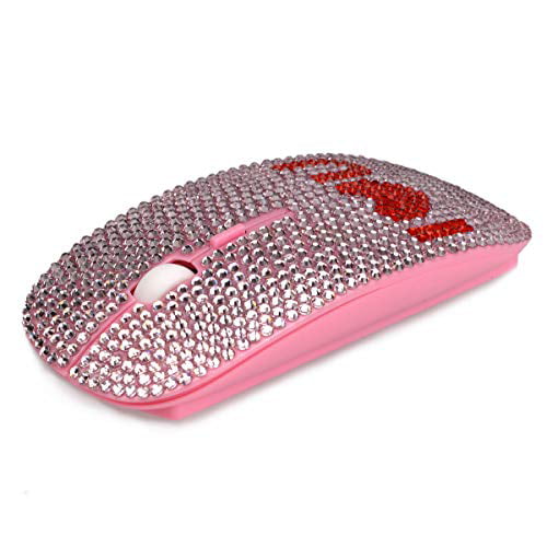 Pink SA@ Luxury Colorful Wireless Bling Austrian Crystal Rhinestone Flat PC USB Mouse Girls Gift