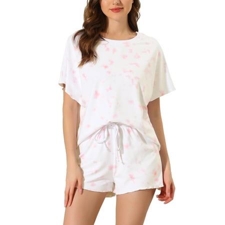 

Unique Bargains Women s Dye Print Pajama and Shorts 2pcs Lounge Sleepwear Sets