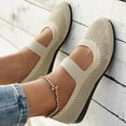 thumbnail image 5 of hopeusnice Women's Knitted Flat Shoes Breathable Comfortable Slip On Ballerinas Soft Sole Walking Shoes Low Heel Mary Jane Flats Beige 36, 5 of 8