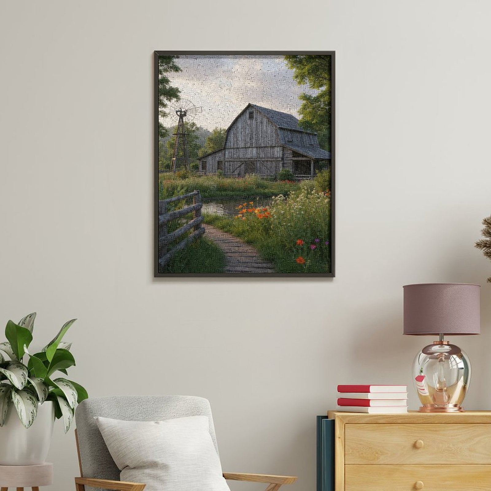 Paint by Numbers Kit for Adults, Rustic Barn With Flowers Paint by Numbers, Easy Paint by Numbers Kit for Adults Beginner, DIY Adult Paint by Number Kits on Canvas, Home Decor