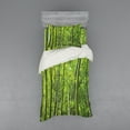 thumbnail image 1 of Bamboo Duvet Cover Set, Exotic Tropical Asian Forest Fresh Color Nature Wild Trees and Leaves Print, Bedding Set with Shams and Fitted Sheet, 3 Sizes, by Ambesonne, 1 of 3