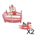 thumbnail image 1 of BELOVING 2xMini Dollhouse Bed And Rocking Chair Hobbyhorse Crib for Dollhouse Decor, 1 of 10