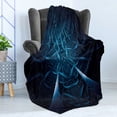 thumbnail image 4 of Fractal Soft Flannel Fleece Throw Blanket, Abstract Spooky Hollow with Line Effects Creative Modern Computer Art Pattern, Cozy Plush for Indoor and Outdoor Use, 50" x 70", Blue, by Ambesonne, 4 of 5