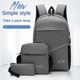 thumbnail image 2 of 3pcs Backpack Crossbody Bag And Pen Bag Set, Men's Backpack Fashion Trendy Backpack, Casual School Bag Computer Bag, Simple Business Laptop Bag, Students Notebook Bag, Large-capacity Travel Bag, 2 of 5