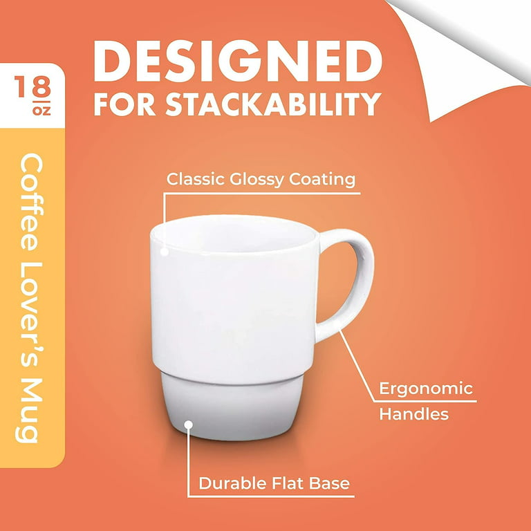 Set Of 2 stackable ceramic coffee mugs cups Good Morning Dishwasher Safe