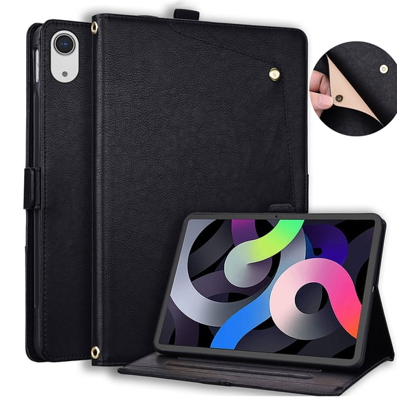 Decase for Apple iPad 11th 10th Gen 2025 & 2022 (A3354/A2696) Premium PU Leather Folio Tablet Case, Auto Sleep/Wake, with Card Slots Stand,Front Pocket and Pen Holder,Black