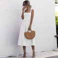 thumbnail image 4 of Vestido de mujer Color sólido Cuello cuadrado Sin mangas Cintura alta A-Line Espalda abierta El Abanopi Vestido de mujer, 4 of 7