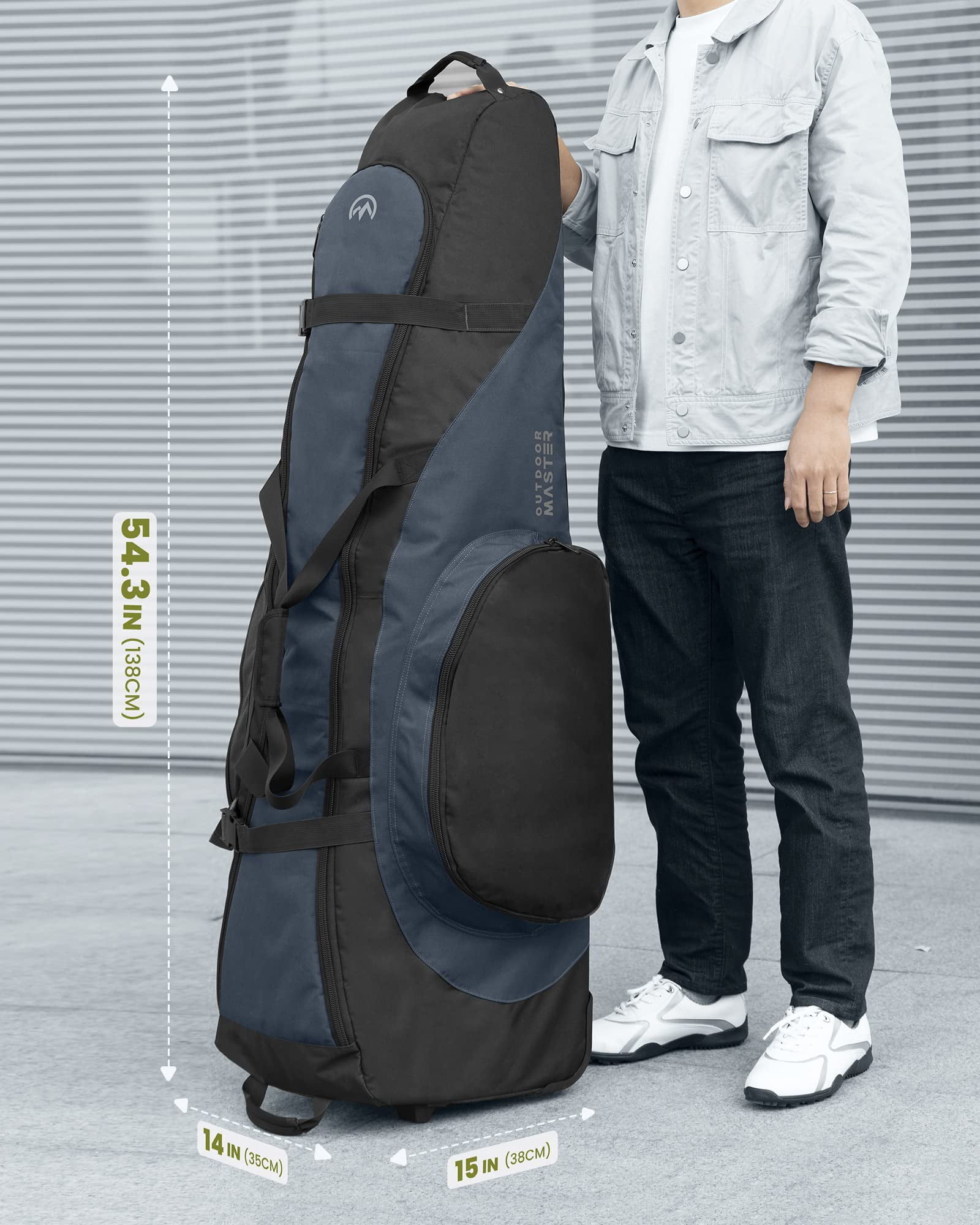OutdoorMaster Padded Golf Travel Bag with Wheels, 900D Heavy Duty Oxford Wear-Resistant and Waterproof Golf Travel Case