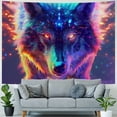 thumbnail image 4 of Chilfamy  Wall Hanging Colorful Space Wolf Art Tapestry Poster Multi-Purpose Wall Tapestry - Dorm Accessories for Bedroom Dorm Living Room 60x50inch, 4 of 6