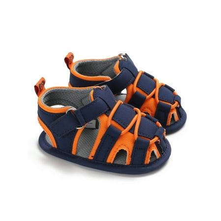 

Rotosw Newborn Flat Sandal Magic Tape Crib Shoes First Walkers Sandals Cute Soft Sole Summer Flats Daily Comfort Casual Shoe Orange 0-6 months