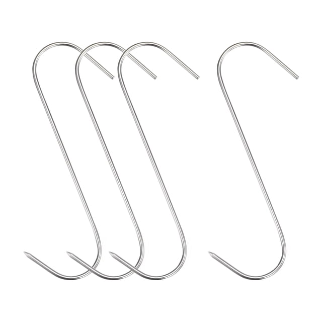 Unique Bargains 6.89' Meat Hooks, 0.12' Thick Stainless Steel S-Hook, Meat Processing Hanging 4Pack