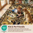 thumbnail image 4 of Design&I 8'x10' Washable Area Rug Sleek Flatweave Pet Friendly Record Vintage Note Mosaic Retro Disc Center Soundwave Music Vinyl Cd Playful for King Size Bedroom, Under Bed, 4 of 7
