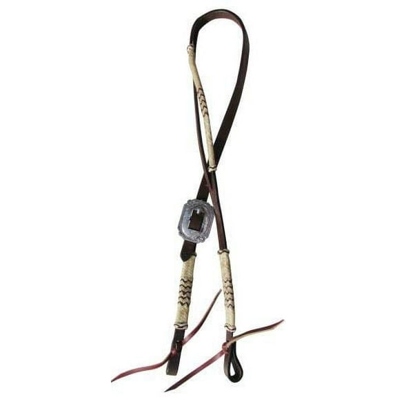 Showman Dark Brown Argentina Cow Leather Split Ear Headstall w/ Rawhide Lacing