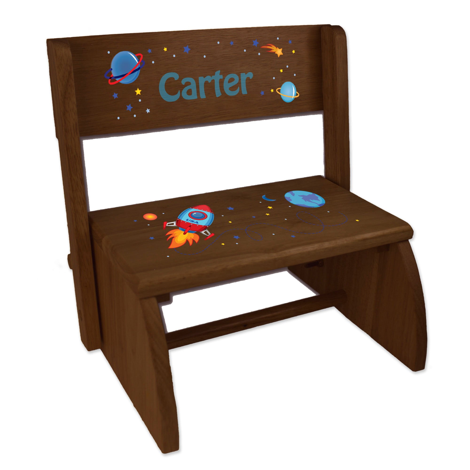 Personalized Rocket Child S Espresso Flip Stool Walmart Com Walmart Com