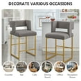 thumbnail image 3 of Lecut 26" H Counter Height Bar Stools Set of 4, Modern Velvet Bar Stools with Square Open Backrest and Gold Metal Frame, Kitchen Counter Stools for Island, Home Bar, Pub,Grey+Gold, 3 of 9