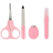 Baby Nail Kit 4-in-1 Baby Nail Care Tool Set Safe Baby Manicure Set Includes Baby Nail Clippers, Scissor, Nail File and Tweezer Baby Grooming Kit for Newborn Infant Toddler (Pink)