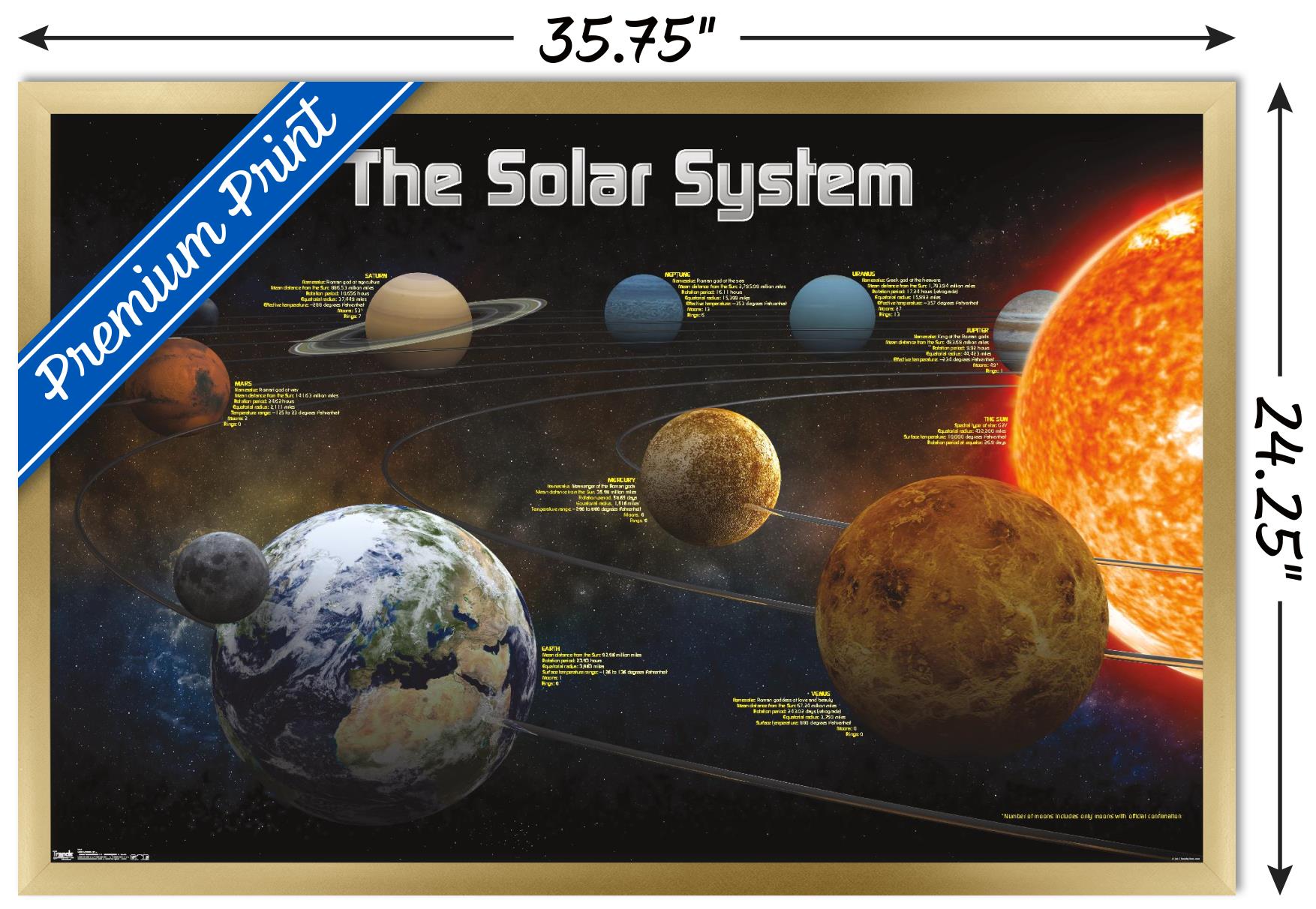 Solar System 2013 Wall Poster, 22.375" x 34", Framed