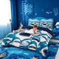 thumbnail image 3 of meiyoeat Cute Shark Bedding,Kawaii Ocean Animal Duvet Cover Full For Boys Kids,Navy Blue Reversible,3pcs(No Comforter), 3 of 6