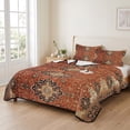 thumbnail image 2 of Twin XL Quilt Set 68''x98'', Brown Red Lightweight Bedspread Coverlet Set with 2 Pillow Shams, Vintage Boho Ethnic Geometric Abstract Art Breathable All Season Quilt Bedding for Dorm/Guest Room, 2 of 9