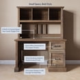 thumbnail image 3 of BELLEZE Bonelli 50" Executive Desk with Hutch, Rustic Oak, 3 of 7