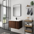 thumbnail image 2 of 30 inch Bathroom Vanity with Sink, Wall Mounted Floating Bathroom Vanity with Open Storage Cabinet, Built-in Soft Closing Doors, Floating Bathroom Vanity with Sink for Small Space, Bathroom, Walnut, 2 of 9