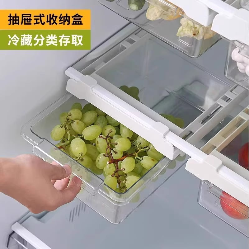Refrigerator drawer style storage box, hanging basket, hanging eggs inside for kitchen preservation, frozen storage rack