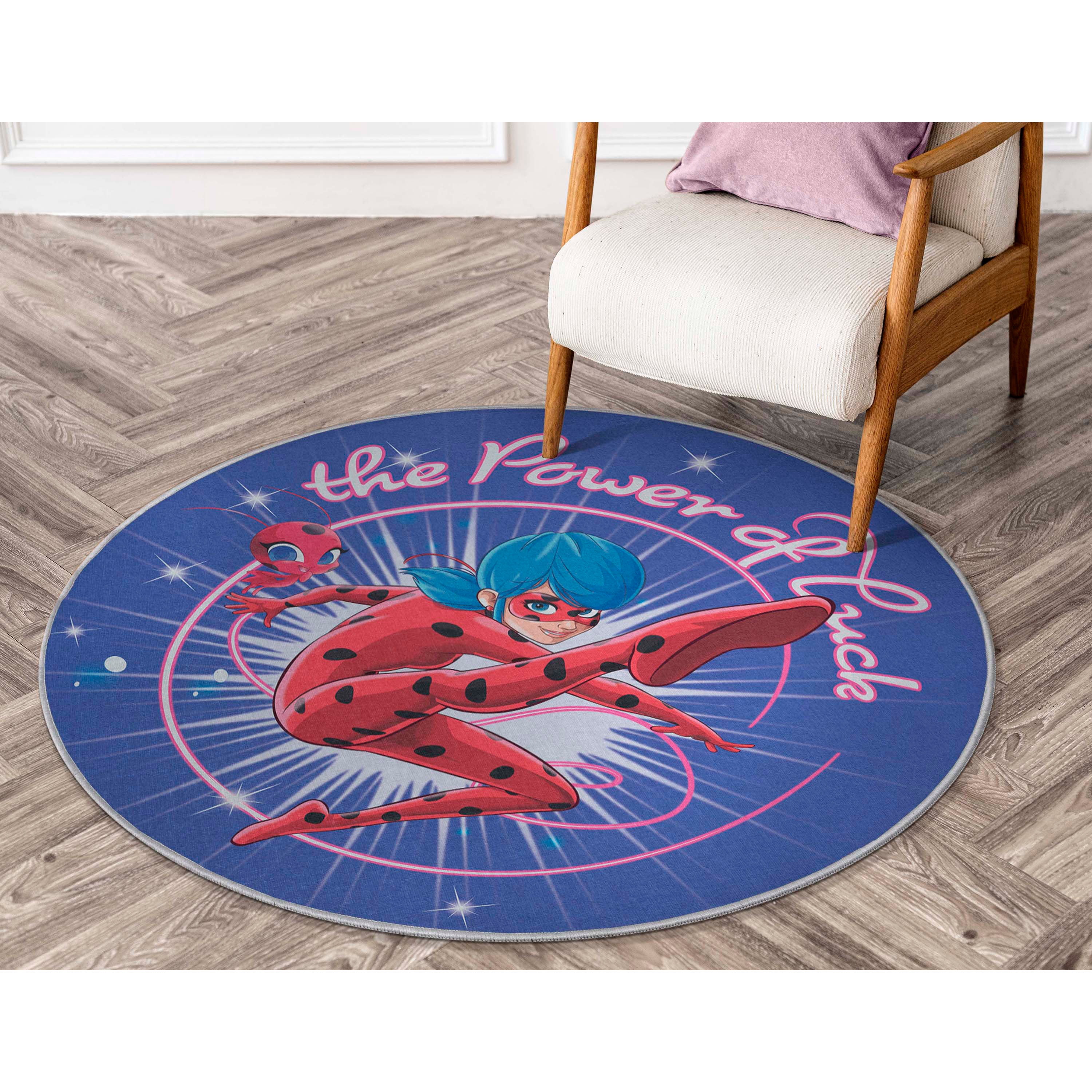 Well Woven Miraculous Ladybug The Power of Luck Blue 6'7" Round Rug