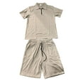 thumbnail image 4 of NAFUU Men's 2 Pieces Set Fashion Mens Summer Solid Color Casual Short Sleeved Shorts Shirt Sports Suit Comfort Loungewear Sets, 4 of 4