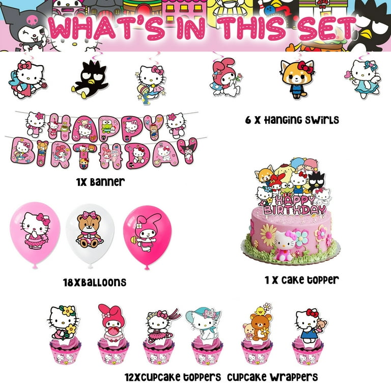 Hello Kitty Party Decorations 52 Pcs Cartoon Kitty Cat Birthday